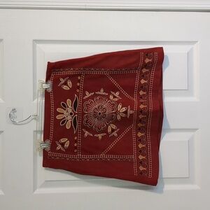 Miami (francesca's), burnt orange skirt embroidered, size Medium